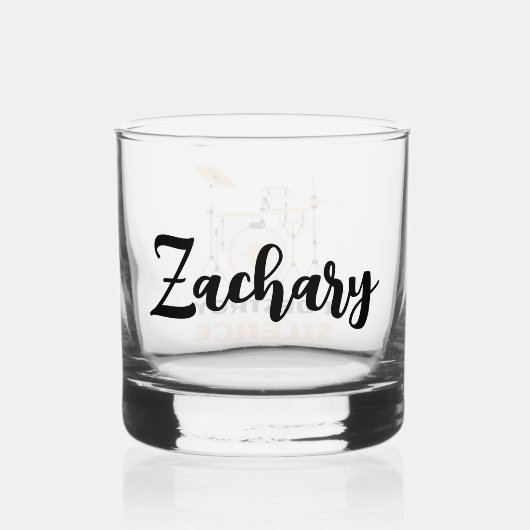 Gepersonaliseerde I Destroy Silence Funny Drummer Whisky Glas (Achterkant)