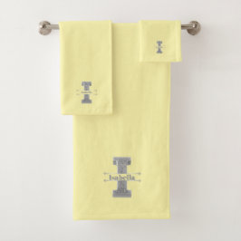 Gepersonaliseerde I Initiaal Silver Monogram Jouw  Bad Handdoek