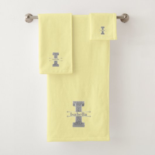 Gepersonaliseerde I Initiaal Silver Monogram Jouw  Bad Handdoek (Insitu)