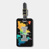 Gepersonaliseerde I Initiaal Silver Monogram Jouw  Bagagelabel (Voorkant verticaal)