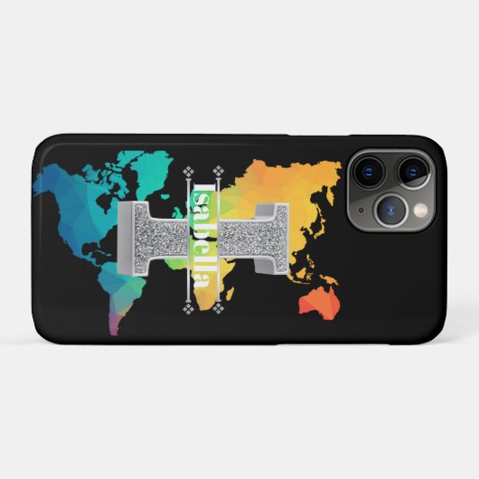 Gepersonaliseerde I Initiaal Silver Monogram Jouw  Case-Mate iPhone Case (Achterkant (horizontaal))