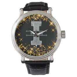 Gepersonaliseerde I Initiaal Silver Monogram Jouw  Horloge