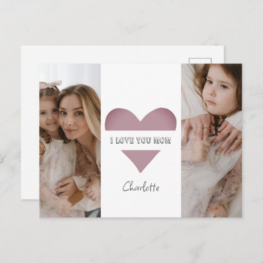 Gepersonaliseerde 'I Love You Mom'-Kaart Briefkaart (Voorkant / Achterkant)