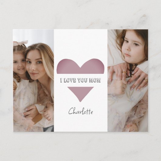 Gepersonaliseerde 'I Love You Mom'-Kaart Briefkaart (Voorkant)