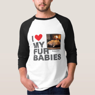 Gepersonaliseerde 'I ❤️ My Fur Babies' Fotoontwerp T-shirt