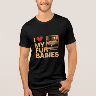 Gepersonaliseerde 'I ❤️ My Fur Babies' Fotoontwerp Tri-Blend Shirt