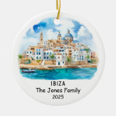 Gepersonaliseerde Ibiza Ornament, Spanje Keramisch Ornament (Voorkant)