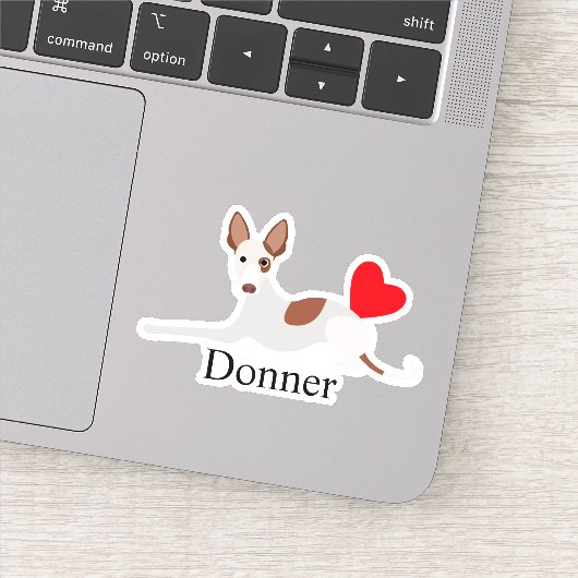 Gepersonaliseerde Ibizan Hound Hartnaam Podenco Sticker (Detail)