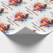 Gepersonaliseerde Ice Cream Cone Verjaardag Cadeaupapier (Hoek)