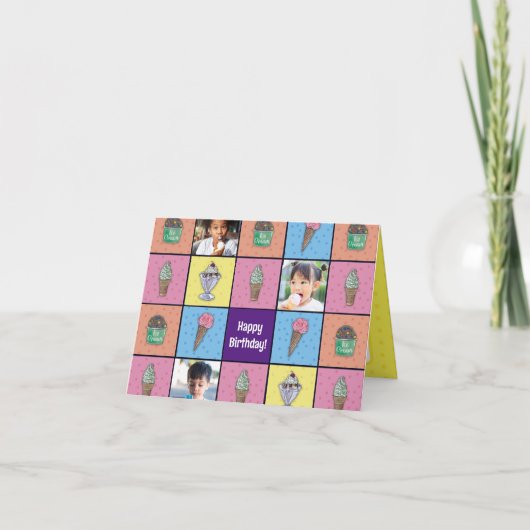 Gepersonaliseerde Ice Cream Foto Verjaardag Kaart (Voorkant)