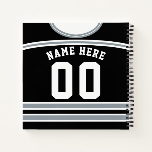 Gepersonaliseerde Ice Hockey Jersey Sjabloon Notit Notitieboek (Achterkant)