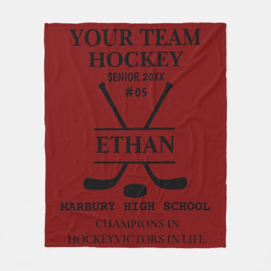 Gepersonaliseerde Ice Hockey Senior Deken (Voorkant)