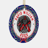 Gepersonaliseerde Ice Hockey Speler Naam Kerstcade Keramisch Ornament (Rechts)