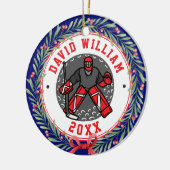 Gepersonaliseerde Ice Hockey Speler Naam Kerstcade Keramisch Ornament (Links)