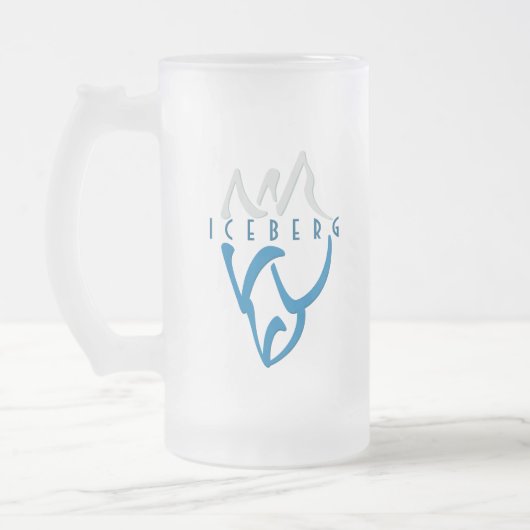 Gepersonaliseerde Iceberg Art Blue Matglas Bierpul (Links)