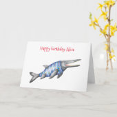 Gepersonaliseerde Ichthyosaurus verjaardagskaart Kaart (Gele Bloem)