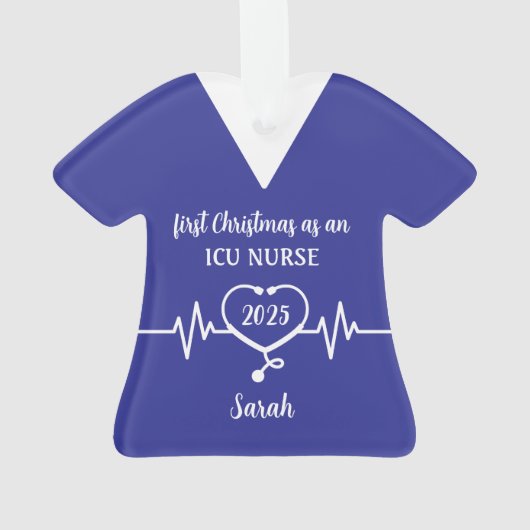 Gepersonaliseerde ICU Nurse Christmas Ornament (achterkant)