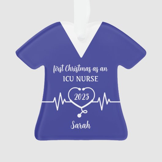 Gepersonaliseerde ICU Nurse Christmas Ornament (voorkant)