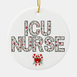 Gepersonaliseerde ICU Verpleegster Kerstmis Eerste Keramisch Ornament