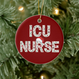 Gepersonaliseerde ICU Verpleegster Kerstpatroon Tr Keramisch Ornament