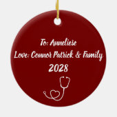 Gepersonaliseerde ICU Verpleegster Kerstpatroon Tr Keramisch Ornament (Achterkant)