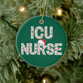 Gepersonaliseerde ICU Verpleegster Kerstpatroon Tr Keramisch Ornament