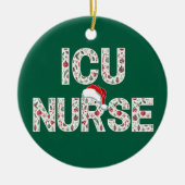 Gepersonaliseerde ICU Verpleegster Kerstpatroon Tr Keramisch Ornament (Voorkant)