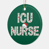 Gepersonaliseerde ICU Verpleegster Kerstpatroon Tr Keramisch Ornament (Links)