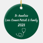 Gepersonaliseerde ICU Verpleegster Kerstpatroon Tr Keramisch Ornament (Achterkant)