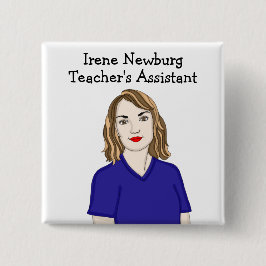 Gepersonaliseerde identificatie voor lerarenassist vierkante button 5,1 cm