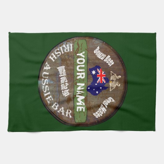 Gepersonaliseerde Ierse Aussie pub teken Theedoek (Horizontaal)