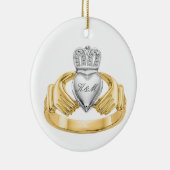Gepersonaliseerde Ierse Claddagh Ring Keramisch Ornament (Rechts)