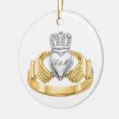 Gepersonaliseerde Ierse Claddagh Ring Keramisch Ornament (Links)