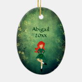 Gepersonaliseerde Ierse Dance Red Hair Kerstmis Keramisch Ornament (Achterkant)