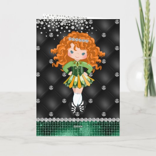 Gepersonaliseerde Ierse Dance Redhead Girl Birthda Kaart (Achterkant)