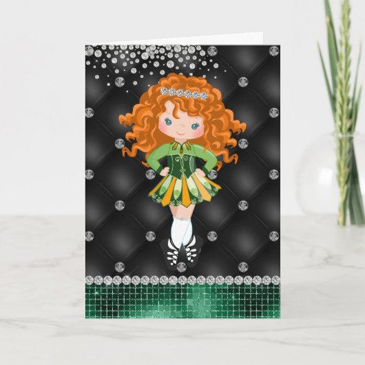 Gepersonaliseerde Ierse Dance Redhead Girl Birthda Kaart (Voorkant)