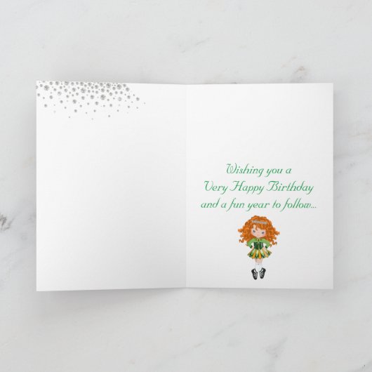 Gepersonaliseerde Ierse Dance Redhead Girl Birthda Kaart (Binnen)