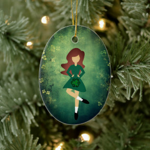 Gepersonaliseerde Ierse Dans Bruin Haar Kerstmis Keramisch Ornament