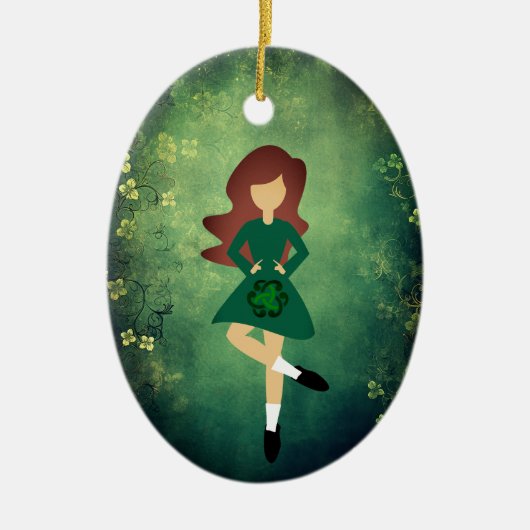 Gepersonaliseerde Ierse Dans Bruin Haar Kerstmis Keramisch Ornament (Voorkant)