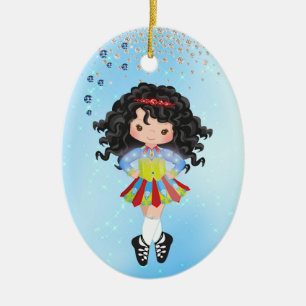 Gepersonaliseerde Ierse danseres Black Hair Girl k Keramisch Ornament