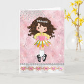 Gepersonaliseerde Ierse danseres Brunette Girl Bir Kaart (Gele Bloem)