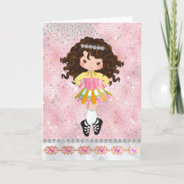 Gepersonaliseerde Ierse danseres Brunette Girl Bir Kaart