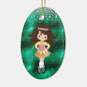 Gepersonaliseerde Ierse danseres Brunette Girl Keramisch Ornament (Links)