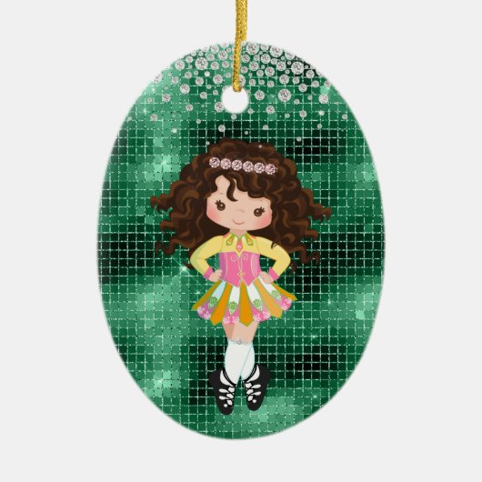 Gepersonaliseerde Ierse danseres Brunette Girl Keramisch Ornament (Voorkant)