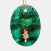 Gepersonaliseerde Ierse danseres Brunette Girl Keramisch Ornament (Achterkant)
