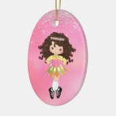 Gepersonaliseerde Ierse danseres Brunette Girl Keramisch Ornament (Links)