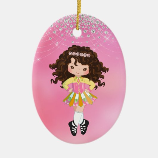 Gepersonaliseerde Ierse danseres Brunette Girl Keramisch Ornament (Voorkant)