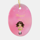 Gepersonaliseerde Ierse danseres Brunette Girl Keramisch Ornament (Achterkant)