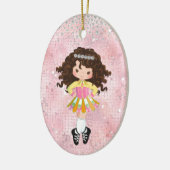 Gepersonaliseerde Ierse danseres Brunette Girl Keramisch Ornament (Links)