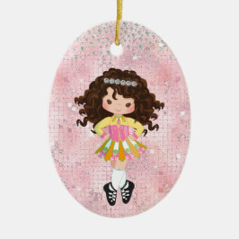 Gepersonaliseerde Ierse danseres Brunette Girl Keramisch Ornament